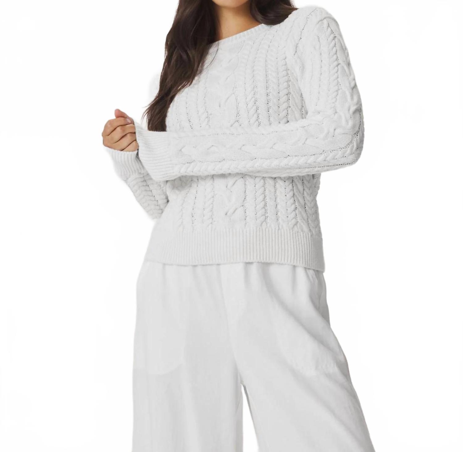 New Splendid Annabella Cable Knit Sweater In White